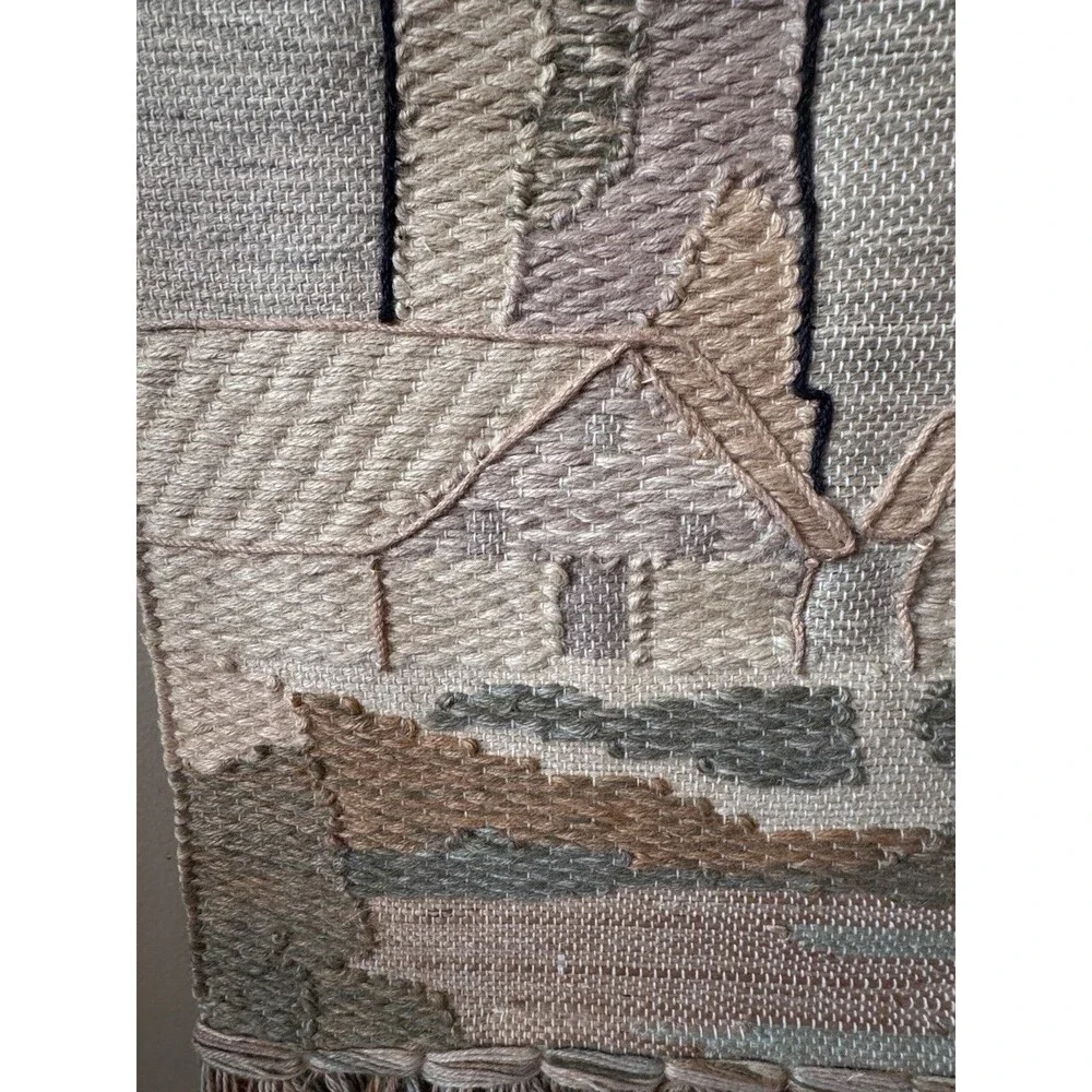 Woven Jute Lighthouse Wall Hanging From India 47”x24” Fringe